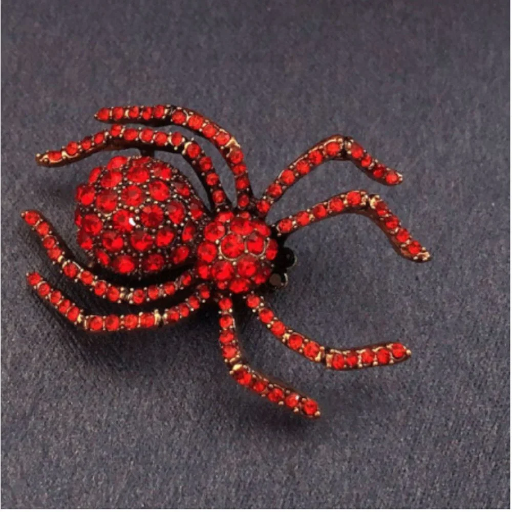 Spider Crystal Rhinestone Brooch - Picture 3 of 16